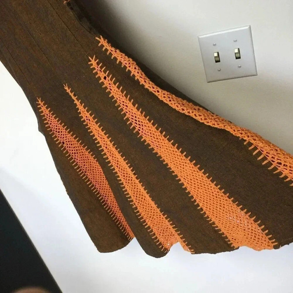 The Collection Royal Womens Large Skirt Brown Orange Crochet Inlays Cotton NWT - Picture 2 of 13